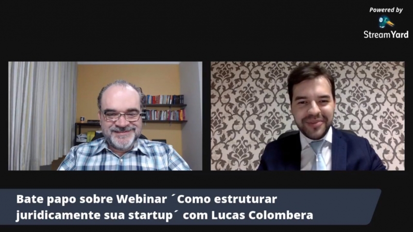 Live introduz assunto de webinar sobre estrutura jurídica para startups