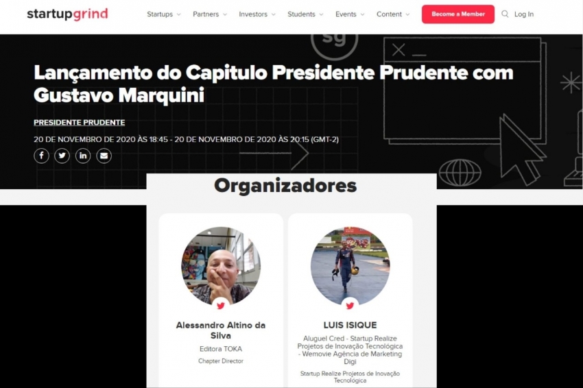 Empreendedores residentes na Inova lideram organização local da Startup Grind