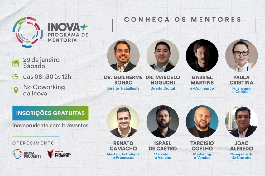 Inova Prudente oferecerá mentorias gratuitas em diversas áreas de negócio