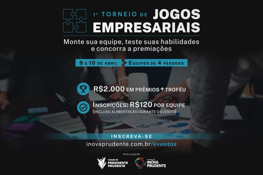 1º Torneio de Jogos Empresariais será realizado na Inova Prudente