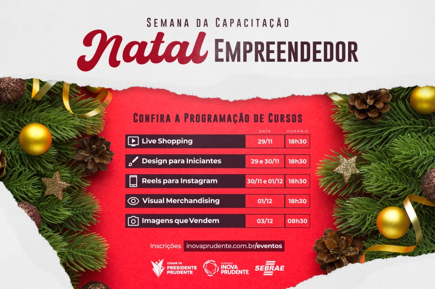 Pacote de cursos "Natal Empreendedor" está com inscrições abertas