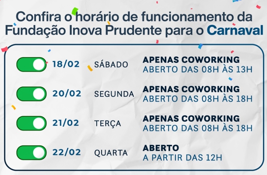 Inova divulga horário de funcionamento para o feriado de Carnaval