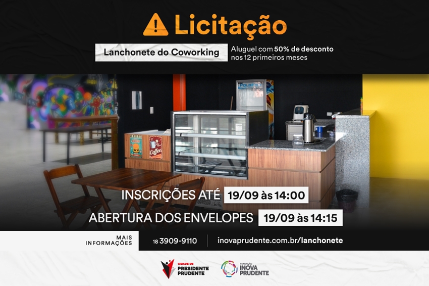 Inova abre licitação para retorno da lanchonete do Coworking