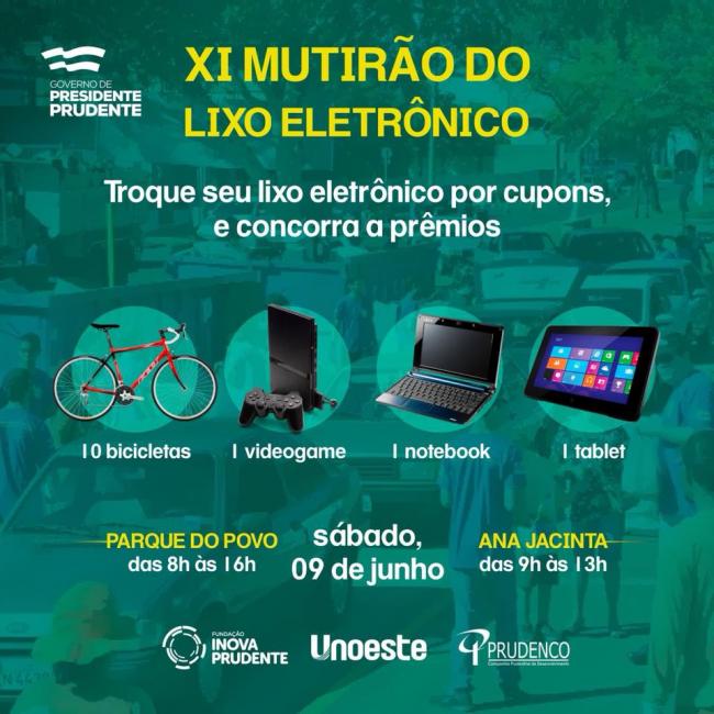 Inova Prudente marcará presença no 11º Mutirão do Lixo Eletrônico neste sábado