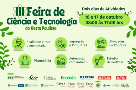 Visitas técnicas à Inova Prudente estão suspensas durante a 3ª Feira de Ciência e Tecnologia