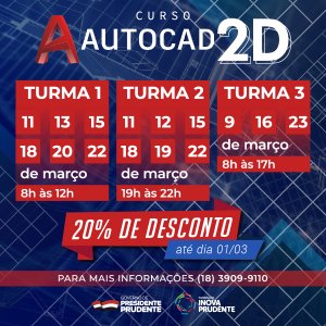 Inscrições abertas para o curso de AutoCAD 2D 